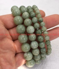 6/8/10/12/14mm Natural A Green Jade Jadeite Round Gemstone Beads Bracelet 7.5”