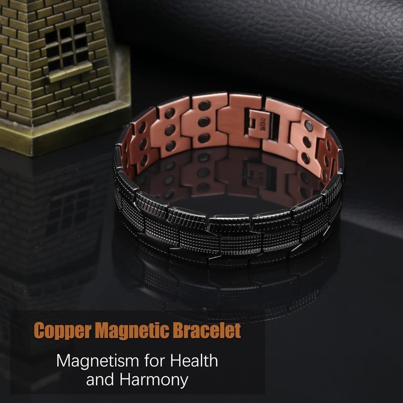 3X Ultra Strength Magnetic Black Copper Men Bracelet Vintage Therapy Energy Heal gallery