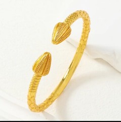 24k Caribbean Bangle Guyanese West Indian Dubai NWT Acorn Ends Pyramid Arrow End