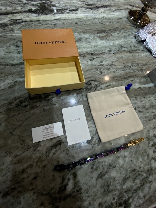 Louis Vuitton Multicolor Chain Bracelet Gold Black Purple with Box & Pouch gallery