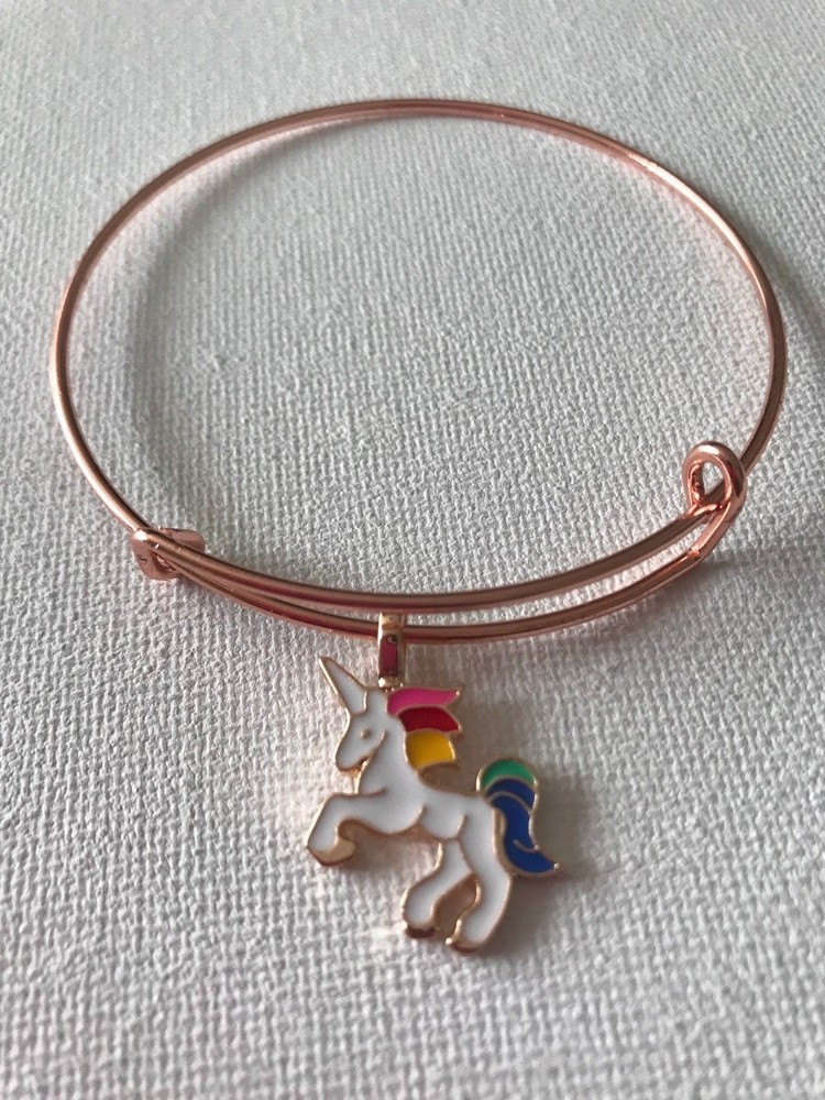 Pink/White Unicorn Charm Expandable Bracelet