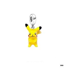 Genuine 925 Sterling Silver Fashion Charm 3D PIKACHU DANGLE 13mm x 11mm x 5mm