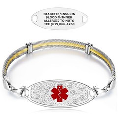 Divoti Custom Engraved Signature Cable Medical Alert ID Bracelets for Women