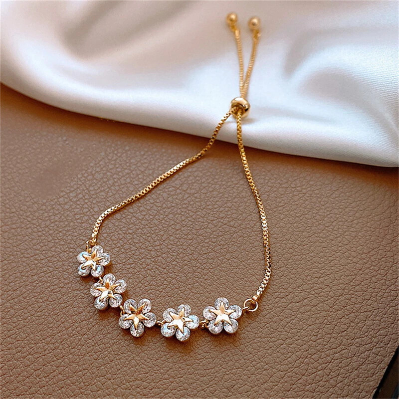 Adjustable Yellow Gold Silver Plated CZ Drawstring Slider Bracelet Gifts - NEW! gallery