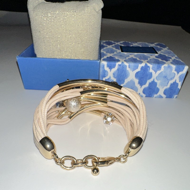 Bella Jack Layered Multi Strand Cuff Bracelet Gold Tone Coin Charms Beads Box gallery