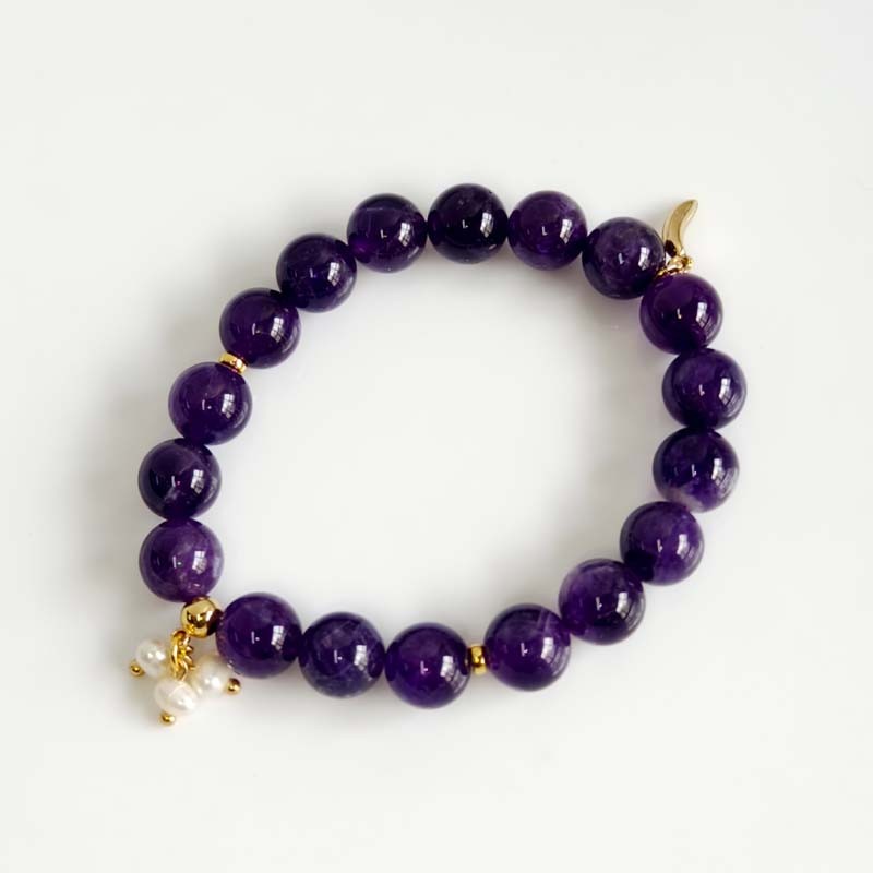 Banana Republic Amethyst Bead Stretch Bracelet Women Party Vacation Jewelry Gift gallery