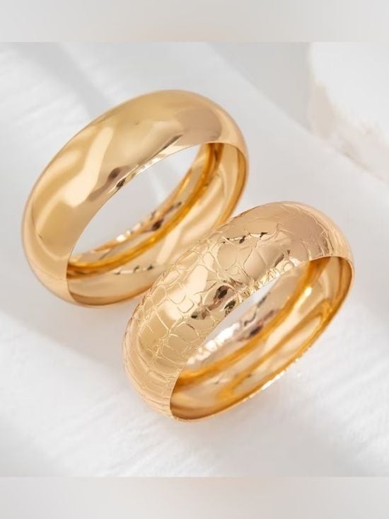 [Just In] Big Jewelry Co Sculpted Gold Cuff - Bold Double Layer Bangle gallery