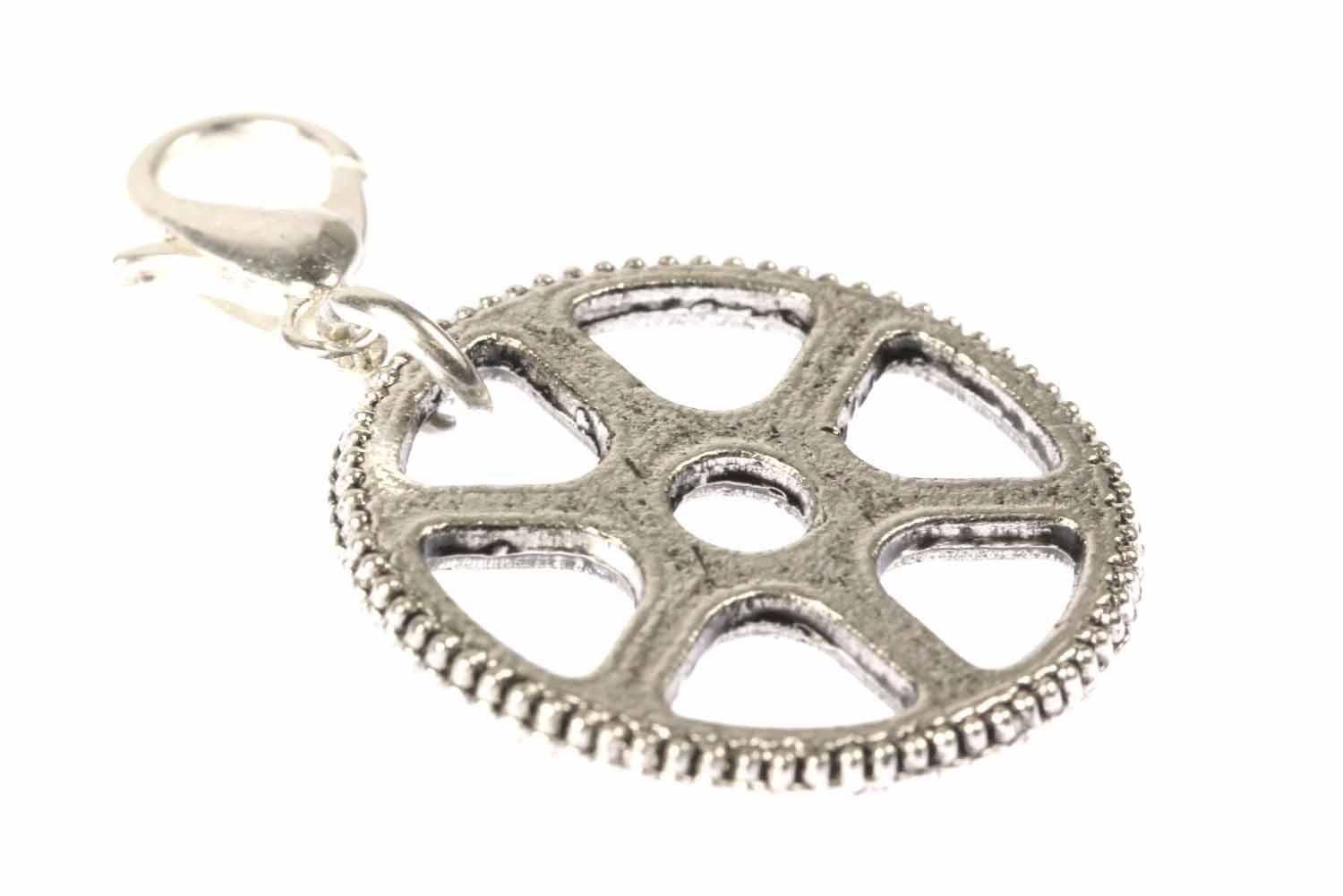Gearwheel Wheel Timepiece Charm Zipper Pull Charm Steampunk Silver gallery