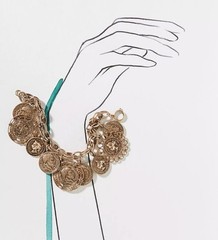 Heirloom Coin Charm Bracelet Gold-Tone Victorian Style 8 Inches Glamour