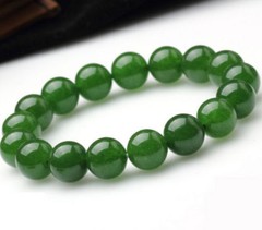 Natural 6mm Genuine Green Jade Round Gemstone Beads Stretch Bracelet 7.5”
