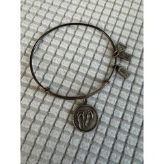 Wind and Fire Antiqued Brass Flip Flop Charm Bangle Bracelet Handicap Child USA