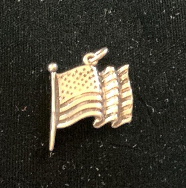 925 Sterling Silver USA US United States America American Flag Patriotic Charm