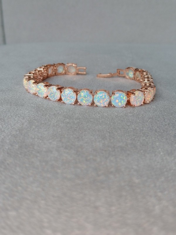 Pink Opal Tennis Bracelet | Opal Bracelet | Opal | October Birthstone, Silver gallery