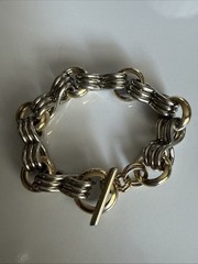 Large Two Tone Toggle Closure Chain Link Bracelet