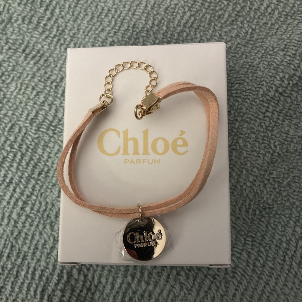 Chloe Parfum Chloe Leather Bracelet With Charm Gold String Strand NIB