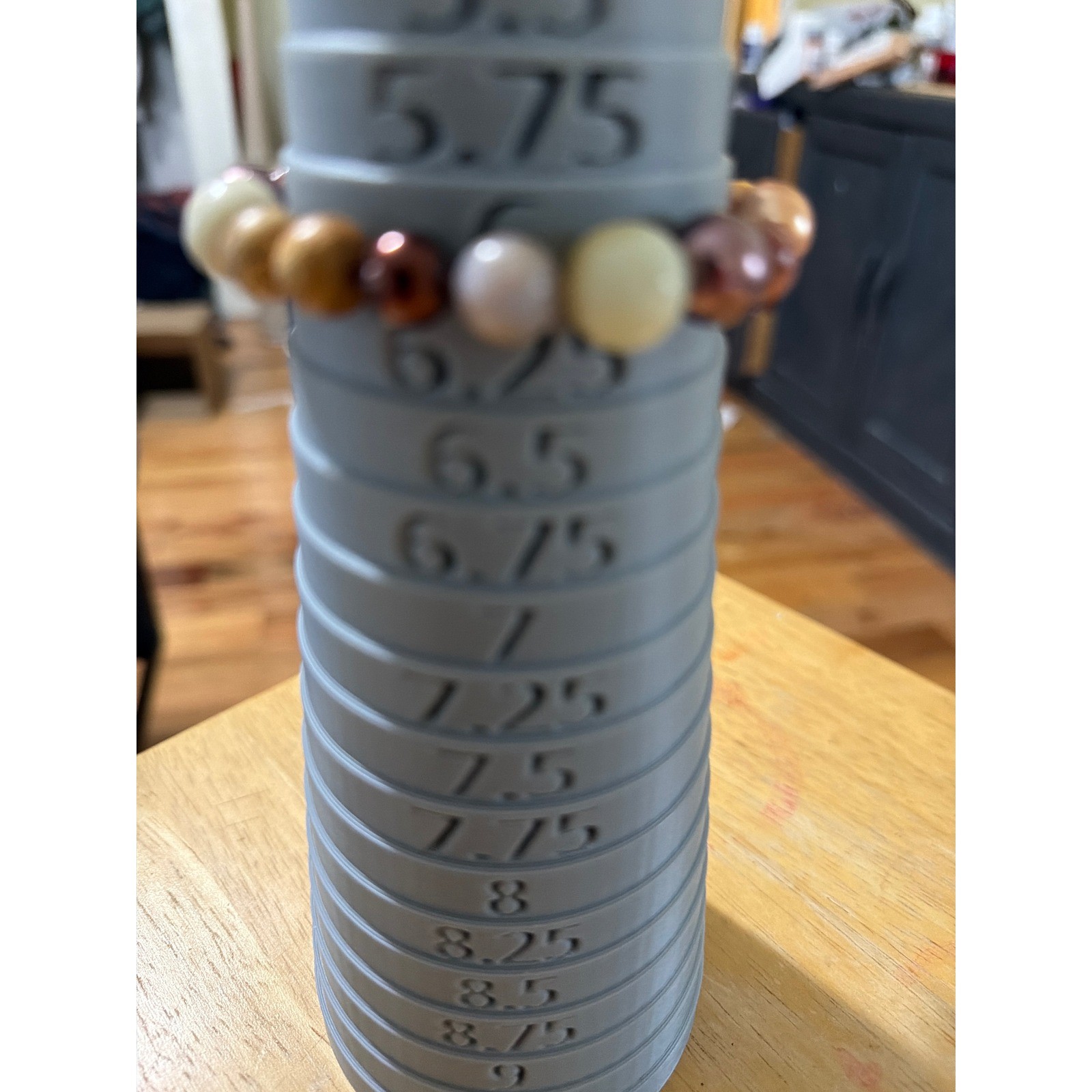 Earth Tone Beaded Stretch Bracelet Brown Tan Cream StoneTassel Charm Gift gallery