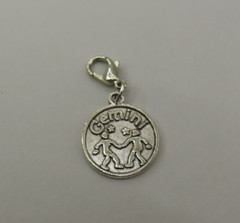 GEMINI Zodiac Sign Charm Zipper Pull Keychain Add On Clip Silver Tone Horoscope