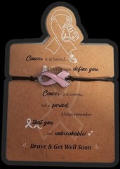 Breast Cancer Awareness Adjustable Bracelet With Enamel Charm