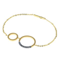 Ernstes Design Bracelet With Hematite Steel A624 Spiegelankerkette Gold Plated