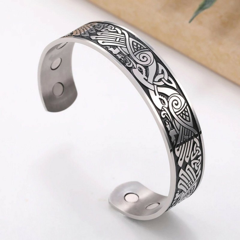 Celtic Falcon Bracelet Silver Stainless Steel Viking Norse Hawk Bird Cuff gallery