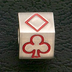 Stainless Steel Beads Casino Gambling Red Enamel Fit European Charm Bracelets