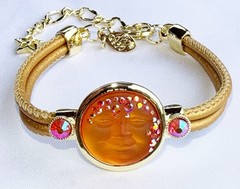 KIRKS FOLLY GODDESS SEAVIEW MOON METALLICA BRACELET fire orange / goldtone NEW!