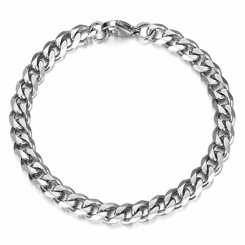 3/5/7/9/11mm Silver Curb Cuban Stainless Steel Bracelet Men Link Chain 7-11inch gallery