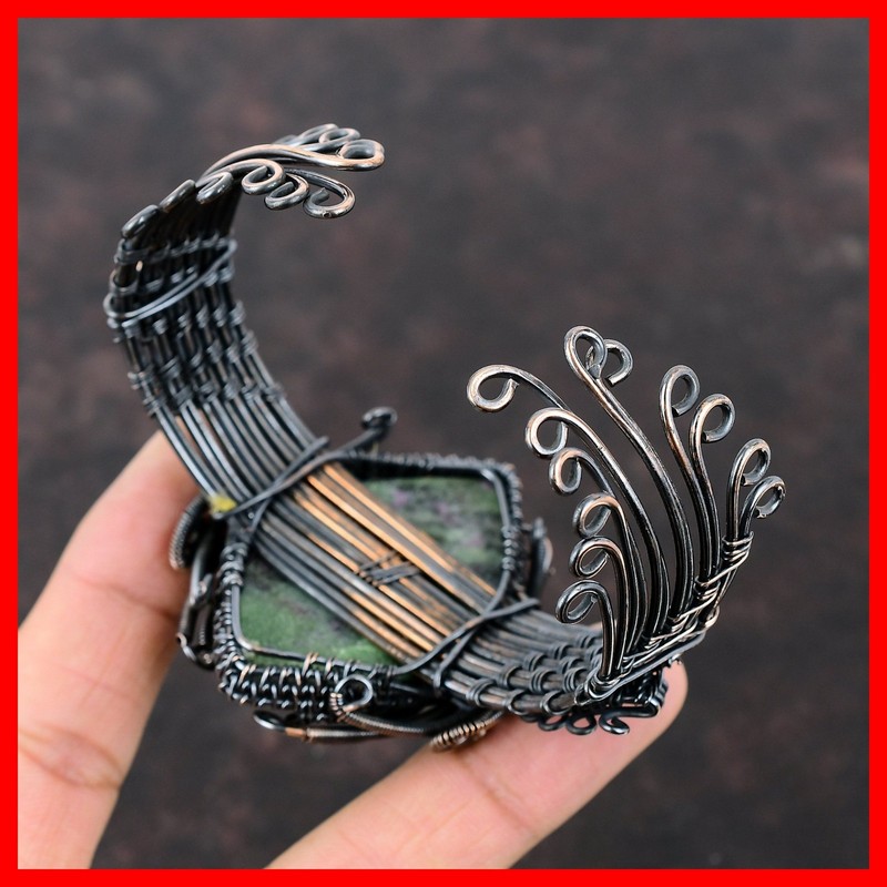 Copper Natural Ruby Zoisite Wire Wrapped Handcrafted Engagement Bangle Jewelry gallery