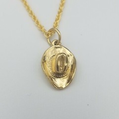 14KT GOLD EP COWBOY HAT CHARM & 24 INCH 14kt GOLD EP ROPE CHAIN -2234