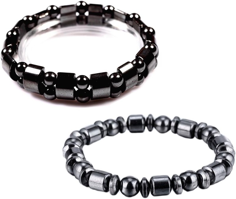 2 Pcs Adjustable Hematite Magnetic Bracelets - Modern Unisex Jewelry Set gallery