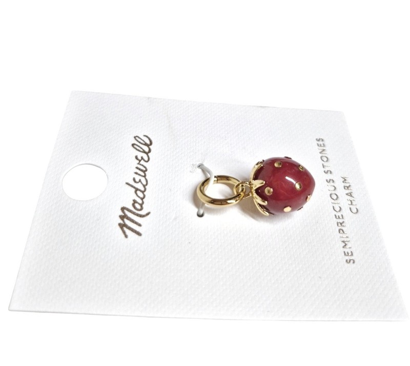 Madewell Semiprecious Strawberry Charm Antique Gold Red Brass Nickel Safe New gallery