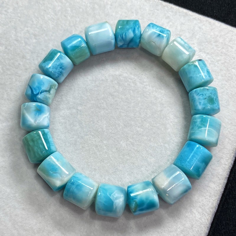 10.5*11mm Larimar Cabochon Atlantis Blue Pectolite Gemstone Beads Bracelet gallery