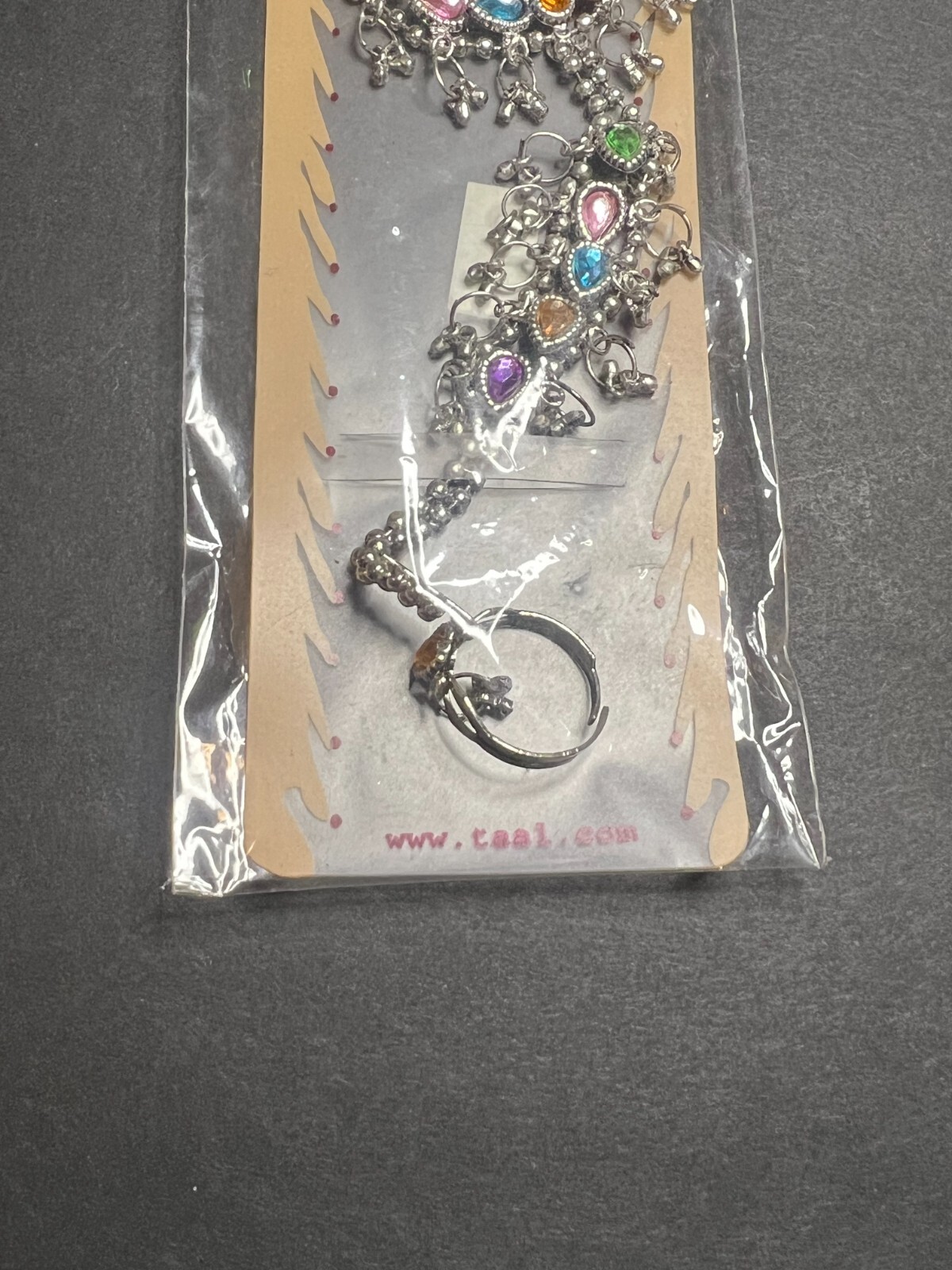 Zeal Silver Tone Colorful Gem Rhinestone Tassel Bracelet + Adjustable Ring gallery