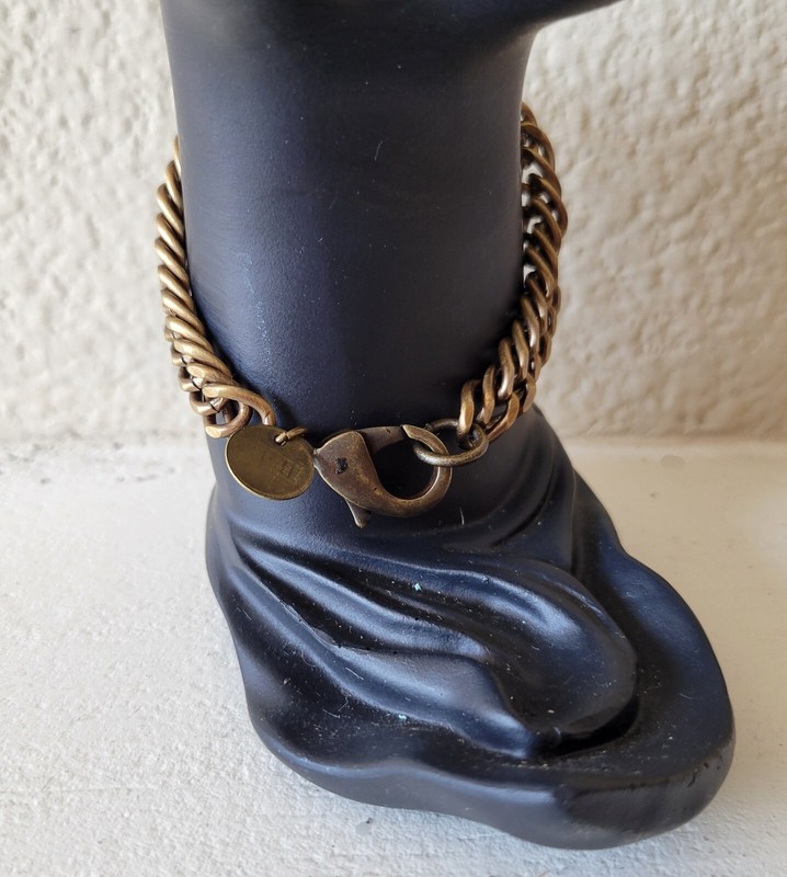 NEW Luv Aj Polished Pyrite Handpiece Gold Bronze Chain Bracelet gallery