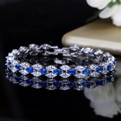 Sparkling Marquise Cut Cubic Zirconia Silver Plated Tennis Bracelet Wedding Gift
