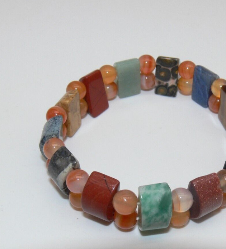 Polished Natural Stone Stretch Earth tone Bracelet gallery