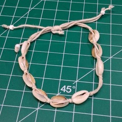 Vintage White Sea Shell Charm Adjustable Size Cotton Cord Bangle Bracelet