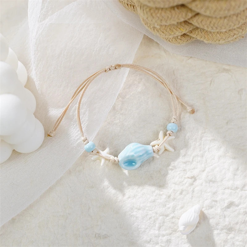 Bohemian Sea Turtle Bracelet Starfish Seahorse Shell Pearl Chain Women Jewelry gallery