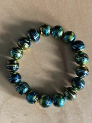 Handmade Glass Black Bracelet New Nickel-free Shiny Yellow Blue 12mm Beads