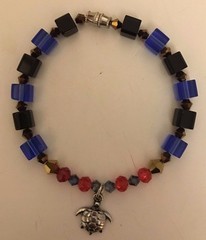 Handcrafted Beaded Sea Turtle Charm Dangle Bracelet 8″ Womens Girls Jewelry