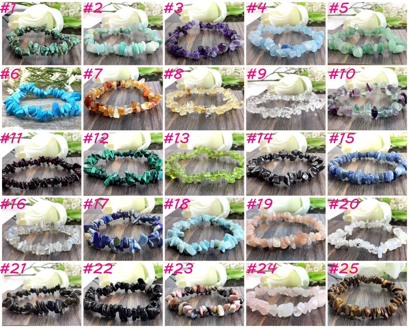Gemstone Chips Bracelet 7.5" Elastic Stretch Beaded gift Handmade Beautiful gallery
