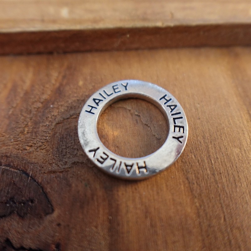Hailey Personalized Charm Silver Tone Circle Ring Engraved Name Gift gallery