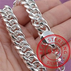 925 sterling solid silver snake Men Women necklace