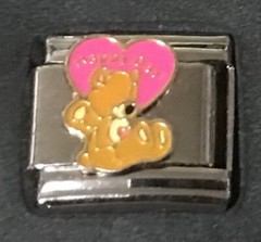 Happy Day Teddy Bear Heart Wholesale Italian Charm Enamel Link 9MM K50