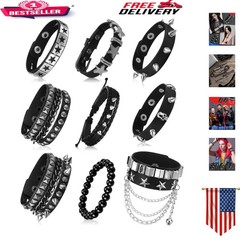 Unisex 9-Count Studded Cuff Bracelets – Perfect for Cosplay & Daily Wear
