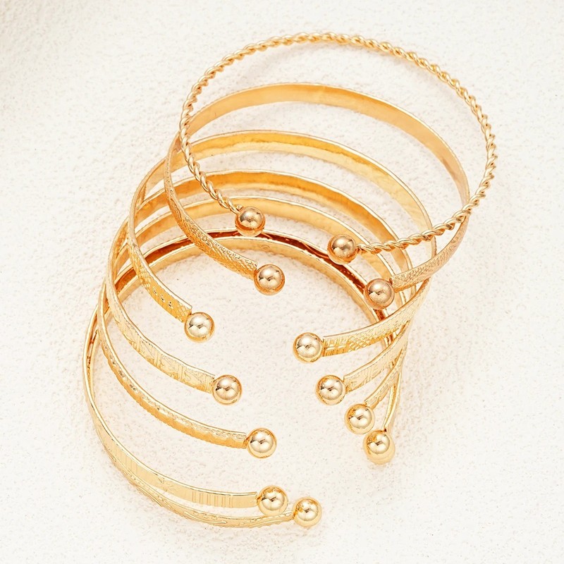 7Pcs Punk Gold Bracelets Set Goth Heart Bangle Streetwear Jewelry Gift Women gallery