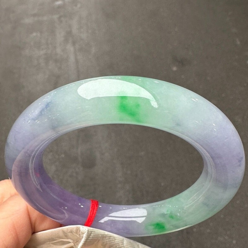 Certified Natural Grade AAA Ice Green Burmese Jade jadeite bracelet bangle 58MM gallery