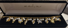 Danbury Mint Rare Treasures Of The Sea Gold-Tone Crystal Cultured Pearl Bracelet