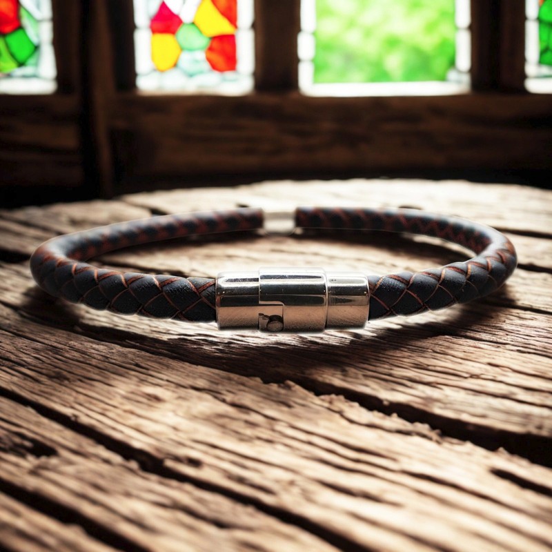 Christian Bracelet with Hand Stamped Cross Ring- Optional Personalisation - Gift gallery