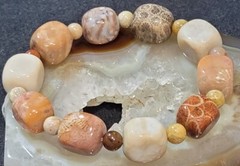 Coral Jade Square Shape 11mm Bracelet